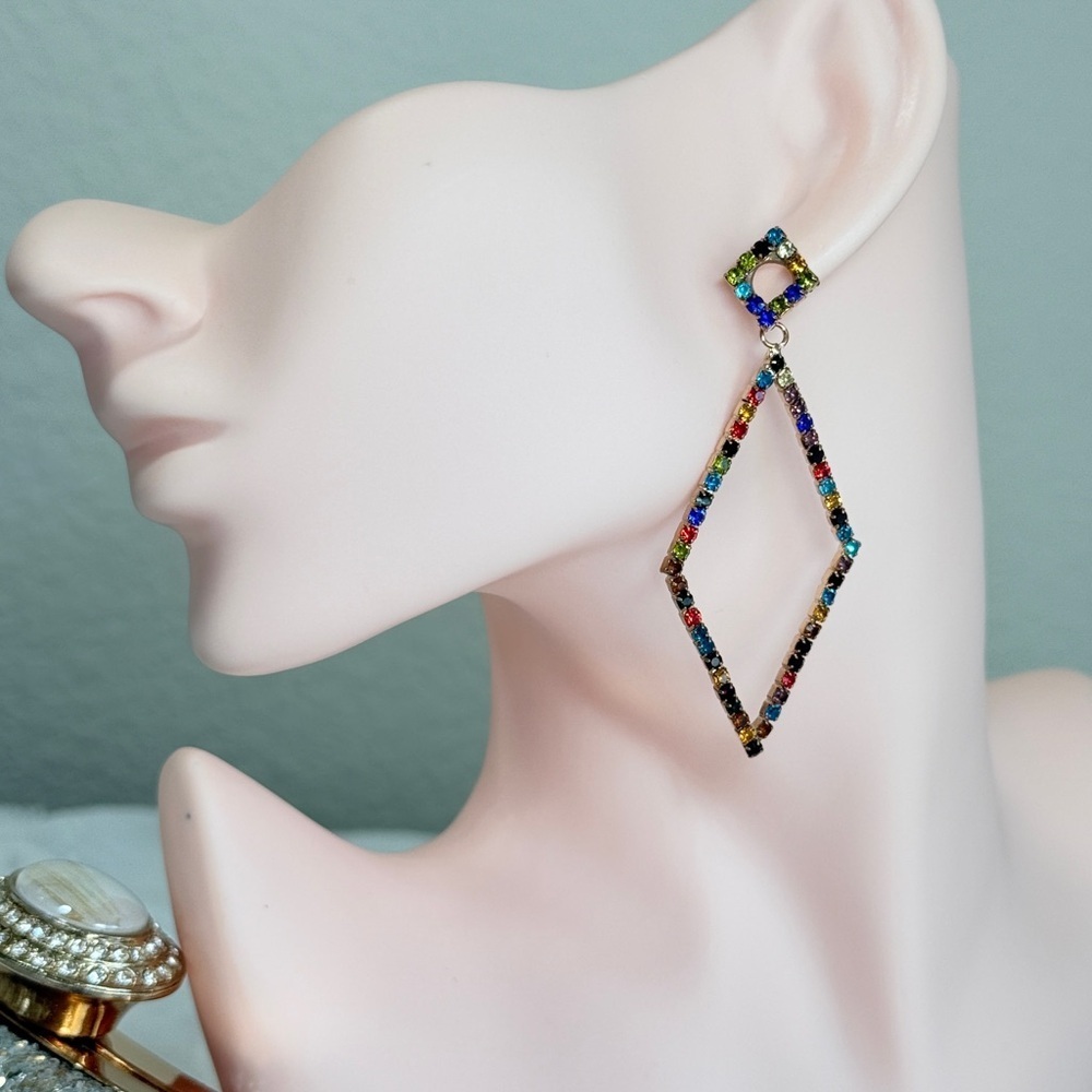⚜️ Multicolor Gemstone Drop Earrings - Picture 4 of 6